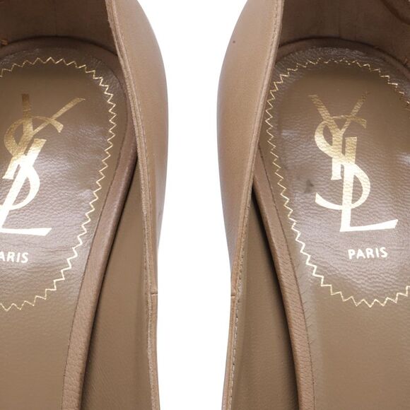 Saint Laurent Tribtoo Platform Pumps in Beige Leather - Picture 7 of 10